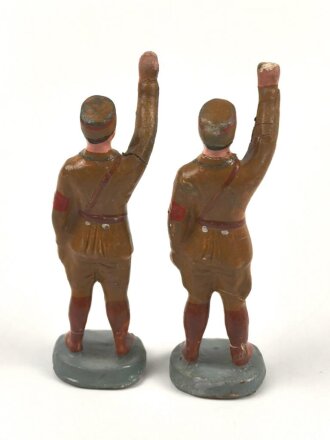 2 x Massefigur 7cm, jeweils einen SA Mann grüßend darstellend,  original bemalt
