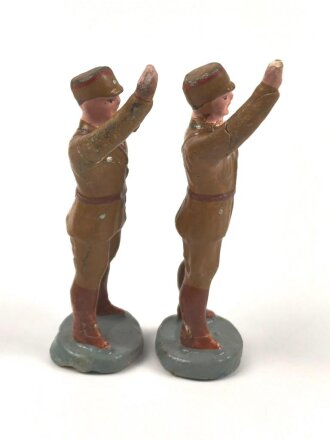 2 x Massefigur 7cm, jeweils einen SA Mann grüßend darstellend,  original bemalt