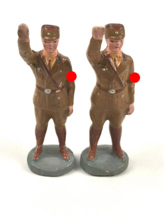 2 x Massefigur 7cm, jeweils einen SA Mann grüßend darstellend,  original bemalt