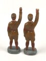 2 x Massefigur 7cm, jeweils einen SA Mann grüßend darstellend,  original bemalt