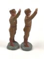 2 x Massefigur 7cm, jeweils einen SA Mann grüßend darstellend,  original bemalt