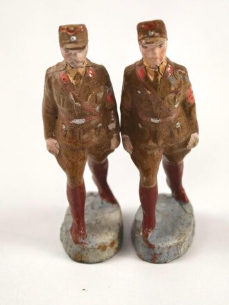 2 x Massefigur 7cm, jeweils einen SA marschierer darstellend,  original bemalt