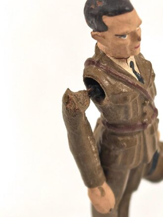 Elastolin Massefigur 7cm, Rudolf Hess ? mit beweglichem Arm,  grüßend darstellend. Original bemalt