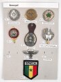 Afrika / Senegal, Sammlung verschiedener Abzeichen und Barettabzeichen, teils auf Karton geklebt
