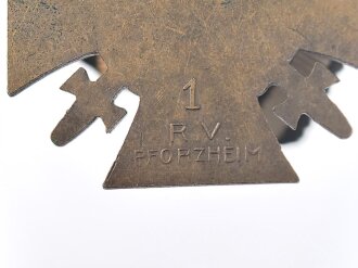Ehrenkreuz für Frontkämpfer an Einzelspange, Hersteller 1 R.V. Pforzheim