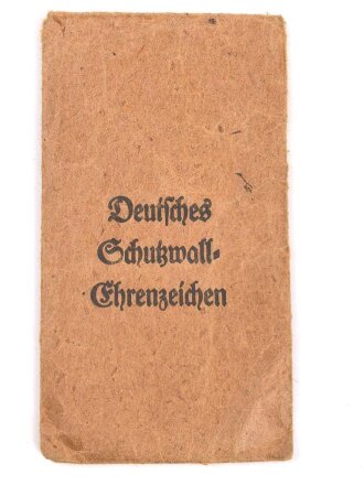 Deutsches Schutzwall Ehrenzeichen in Tüte von E. Schmidhäussler, Pforzheim