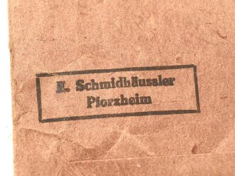 Deutsches Schutzwall Ehrenzeichen in Tüte von E. Schmidhäussler, Pforzheim