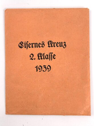Verleihungstüte zum Eisernen Kreuz 2. Klasse 1939 vom Hersteller " Wilhelm Hammesfahr, Solingen " Sicherlich ein Phantasieprodukt