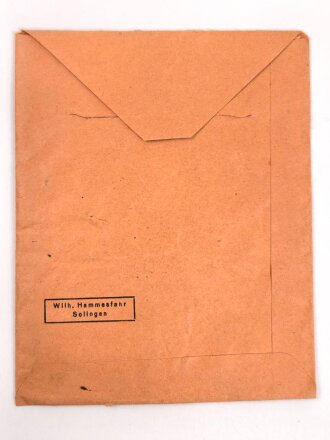 Verleihungstüte zum Eisernen Kreuz 2. Klasse 1939 vom Hersteller " Wilhelm Hammesfahr, Solingen " Sicherlich ein Phantasieprodukt