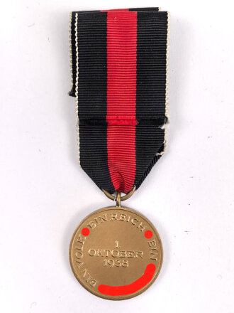 Anschlussmedaille 1. Oktober 1938 im Etui, Medaille wie Etui in einem guten Zustand