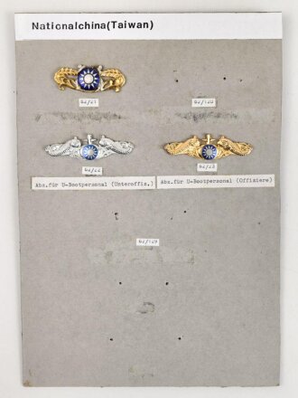 Taiwan, Sammlung drei Abzeichen U Boot