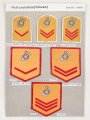 Taiwan, Sammlung 6 Rangabzeichen der Marine Corps, auf Karton getackert