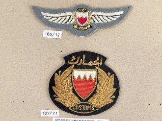 Bahrain, Sammlung 3 Stoffabzeichen Zoll, auf Karton...