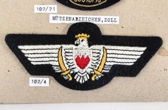 Bahrain, Sammlung 3 Stoffabzeichen Zoll, auf Karton getackert