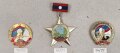 Laos, Sammlung 5 Metallabzeichen der Luftwaffe, auf Karton geklebt