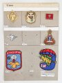 Laos, Sammlung 7 Abzeichen der Luftwaffe, auf Karton geklebt