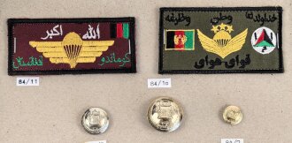 Afghanistan, Sammlung 8 Abzeichen der Luftwaffe, auf Karton geklebt