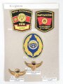 Kirgisien, Sammlung 5 Abzeichen der Luftwaffe und Polizei, auf Karton getackert