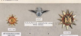 Namibia, Sammlung 6 Abzeichen der Polizei, auf Karton getackert