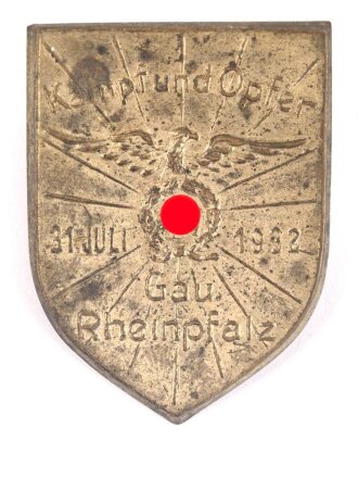 Blechabzeichen "Kampf und Opfer 31. Juli 1932 Gau...