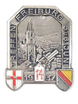 Blechabzeichen 14er Treffen Freiburg 1937, Nadel fehlt