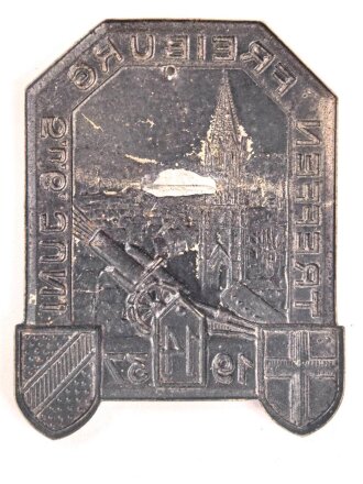 Blechabzeichen 14er Treffen Freiburg 1937, Nadel fehlt