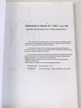 Gebundene Fotokopie "zum Thema  Hand und Gewehrgranaten im 1. Weltkrieg  " DIN A4, französisch, 88 Seiten, Kleinstauflage von Peter Keller aus den 1990iger Jahren