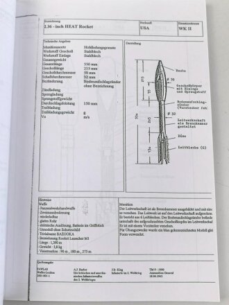 Gebundene Fotokopie "Band 1 Panzerfaustgranaten / Gewehrgranaten (deutsch-britisch-amerikanisch)" DIN A4 mit 102 Seiten, Kleinstauflage von Peter Keller aus den 1990iger Jahren