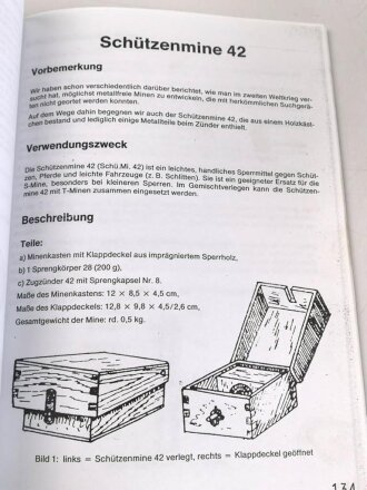 Gebundene Fotokopie "Deutsche Minen und Minenzünder" DIN A4 mit 173 Seiten, Kleinstauflage von Peter Keller aus den 1990iger Jahren