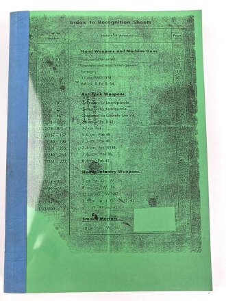 Gebundene Fotokopie "Index to Recognition Sheets" DIN A4, englisch. Einige hundert Seiten, Kleinstauflage von Peter Keller aus den 1990iger Jahren