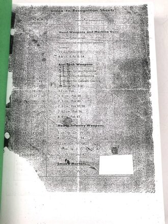 Gebundene Fotokopie "Index to Recognition Sheets" DIN A4, englisch. Einige hundert Seiten, Kleinstauflage von Peter Keller aus den 1990iger Jahren