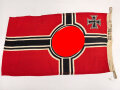 Kriegsmarine, Reichskriegsflagge in der kleinen Ausführung für U-Boote. Markiert " Kr. Fl. 50 x 85" sowie unleserlicher Herstellerstempel. Guter Zustand