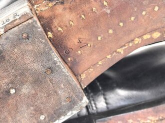 Paar Stiefel für Offiziere der Polizei, datiert 1942. Ungereinigtes Paar, Sohlenlänge 28,5cm