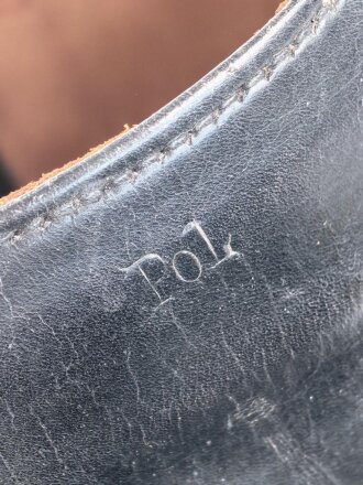 Paar Stiefel für Offiziere der Polizei, datiert 1942. Ungereinigtes Paar, Sohlenlänge 28,5cm