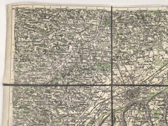 Landkarte "Wels und Kremsmünster" datiert 1938, Maße: 53 x 39 cm, auf Stoff geklebt