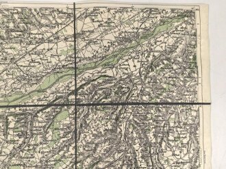 Landkarte "Wels und Kremsmünster" datiert 1938, Maße: 53 x 39 cm, auf Stoff geklebt
