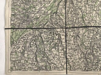 Landkarte "Wels und Kremsmünster" datiert 1938, Maße: 53 x 39 cm, auf Stoff geklebt