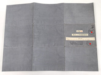 Landkarte "Wels und Kremsmünster" datiert 1938, Maße: 53 x 39 cm, auf Stoff geklebt