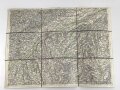 Landkarte "Wels und Kremsmünster" datiert 1938, Maße: 53 x 39 cm, auf Stoff geklebt