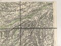 Landkarte "Wels und Kremsmünster" datiert 1938, Maße: 53 x 39 cm, auf Stoff geklebt