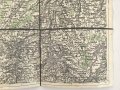 Landkarte "Wels und Kremsmünster" datiert 1938, Maße: 53 x 39 cm, auf Stoff geklebt