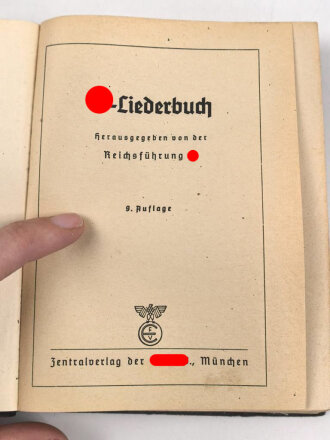 "SS Liederbuch" herausgegeben von der Reichsführung SS, Zentralverlag der NSDAP, 264 Seiten, DIN A6