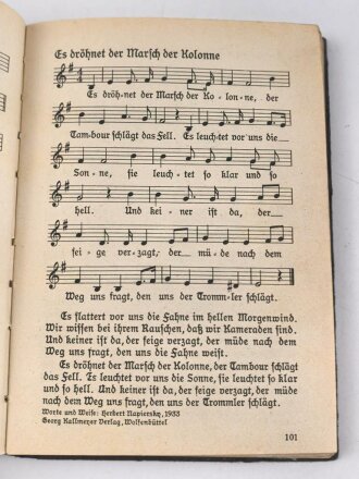 "SS Liederbuch" herausgegeben von der Reichsführung SS, Zentralverlag der NSDAP, 264 Seiten, DIN A6