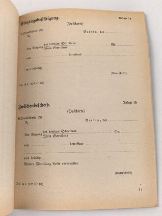 SS-Dv. Nr.1 "Vorschrift für den gesamten inneren Dienst der Allgemeinen SS auf Dienststellen und Schreibstuben", datiert 1938, 71 Seiten, DIN A5
