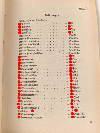SS-Dv. Nr.1 "Vorschrift für den gesamten inneren Dienst der Allgemeinen SS auf Dienststellen und Schreibstuben", datiert 1938, 71 Seiten, DIN A5