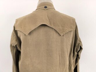 Waffen SS, Diensthemd im typischen Schnitt, sogenannte " Sahariana" Relativ dickes Material, stark getragen