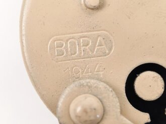 Wehrmacht Vorhängeschloss "Bora 1944", Originallack, Neuwertig mit zwei Schlüsseln, so auch an den Motorradpacktaschen verwandt