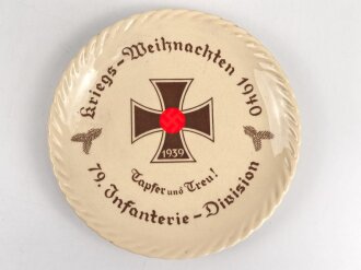 Wandteller "Kriegs Weihnachten 1940, 79. Infanterie Division" Durchmesser 20,5cm, guter Zustand
