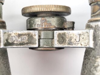 Kaiserreich und 1. Weltkrieg, Fernglas 08 von Goerz Berlin. Klare Durchsicht, Originallack, abgegriffen