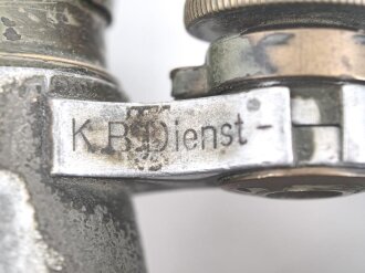 Kaiserreich und 1. Weltkrieg, Fernglas 08 von Goerz Berlin. Klare Durchsicht, Originallack, abgegriffen